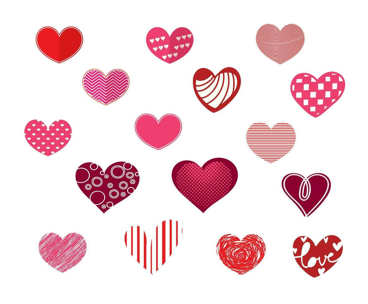 Valentine Cute Heart Decoration Element Set vector