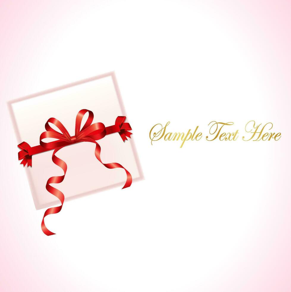 Gift Box Top View With Red Bow Ribbon Copy Space Template vector