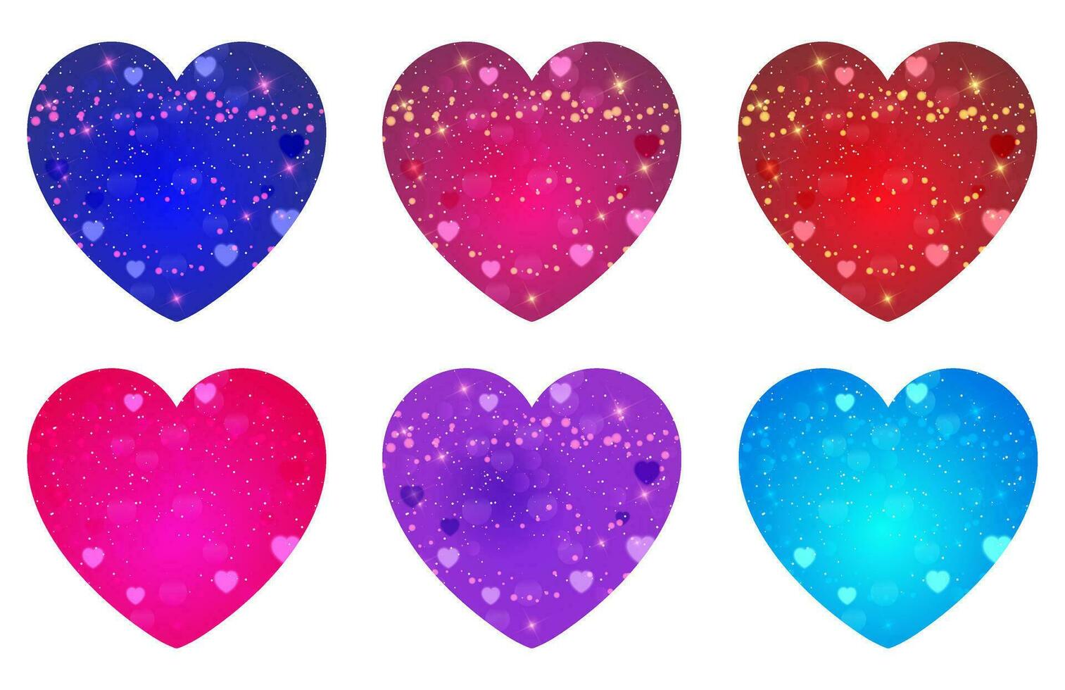 Valentine Dazzling Sparkling Colorful Gradient Hearts vector