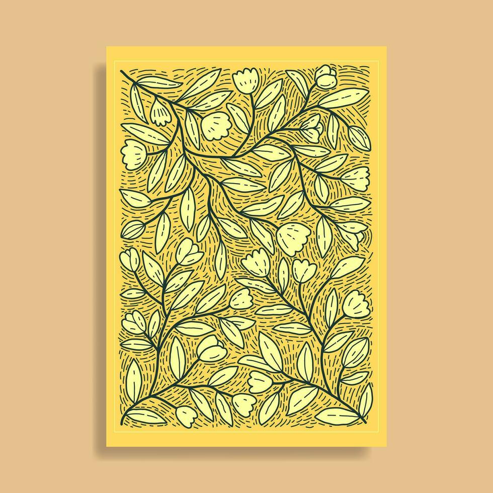 botánico arte, mano dibujado ilustración, libro cubrir, pared arte, impresión vector