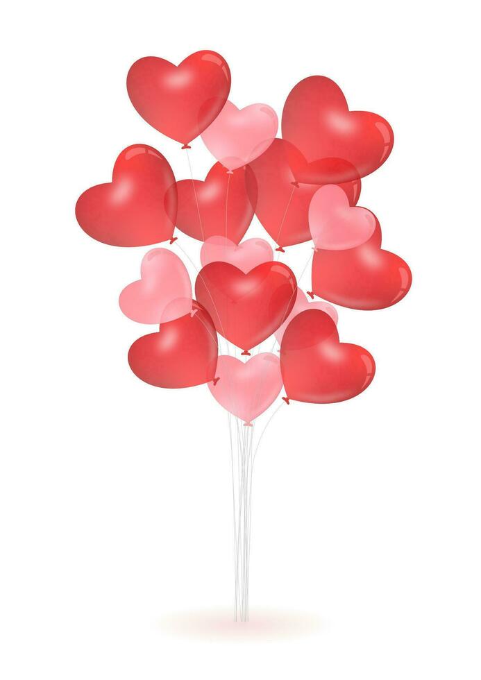 Several heart balloons on a white background. Used for decoration, advertising design, websites or publications, banners, posters and brochures. vector