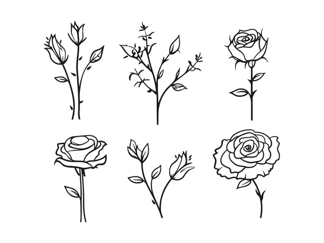 Set of hand drawn flower illustration vector