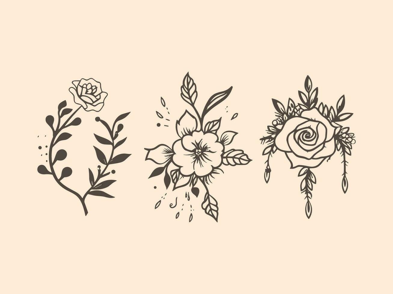 Botanical floral line element vector