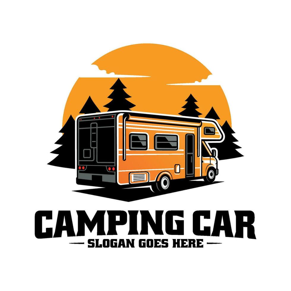 camper van - caravan - motor home isolated logo vector