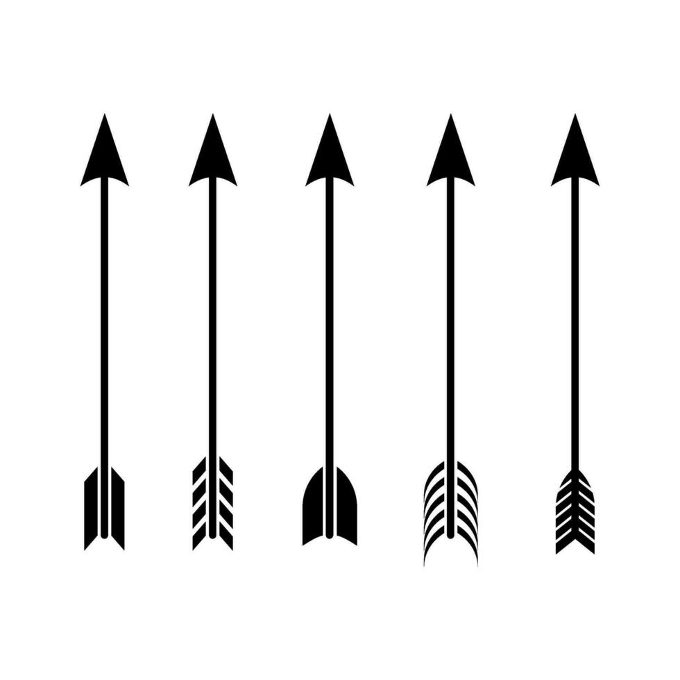 Black bow arrow icons set vector