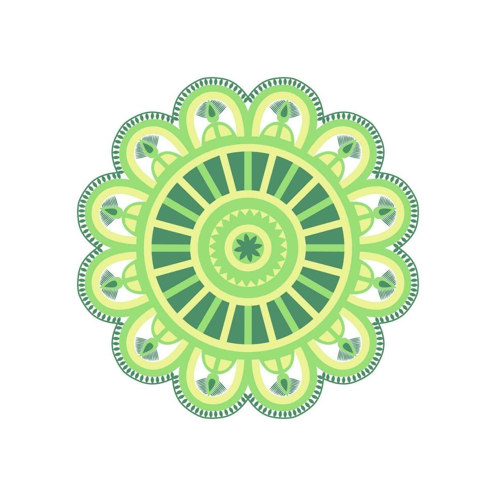Ethnic mandala with colorful ornament for Art. A green and white circular design with a circular pattern vector