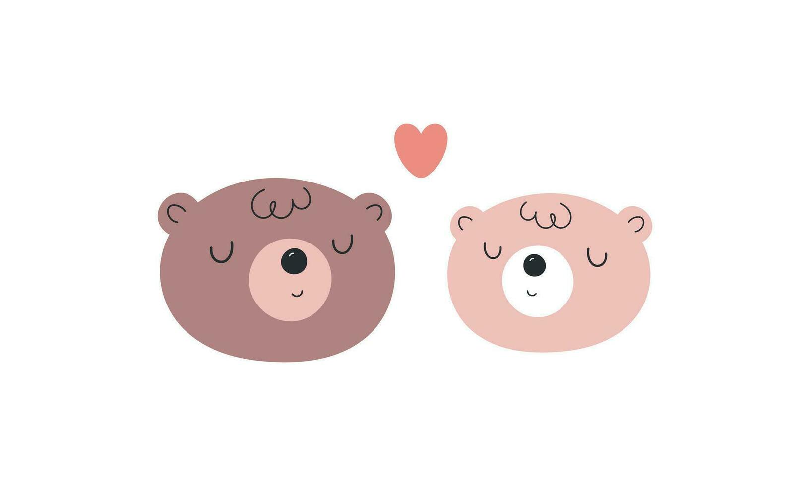 Bears in love. Vector illustration. For card, posters, banners, books, printing on the pack, printing on clothes, fabric, wallpaper, textile or dishes.