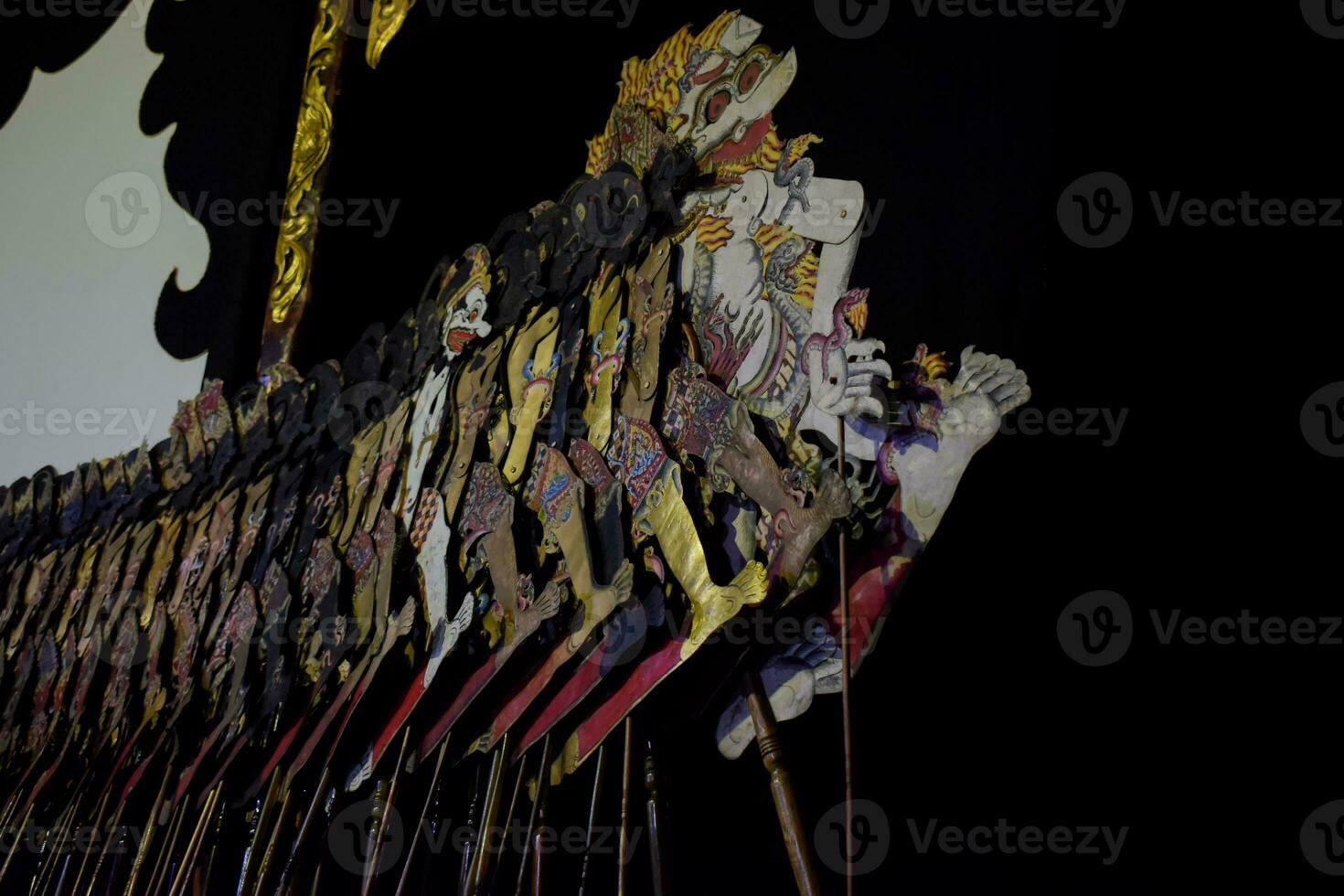 Various of traditional javanese puppet or Wayang Kulit. photo