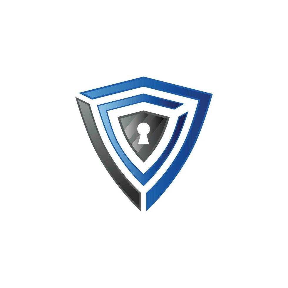 Cyber security design with keyhole in shield logo vector