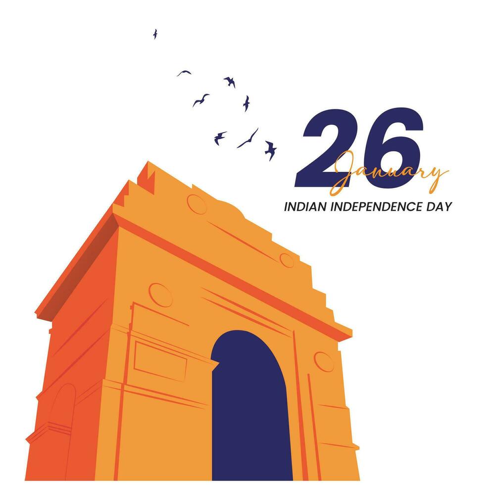 Happy Republic Day India. 26 January.Indian Republic Day Celebration Greeting Card with Text vector design