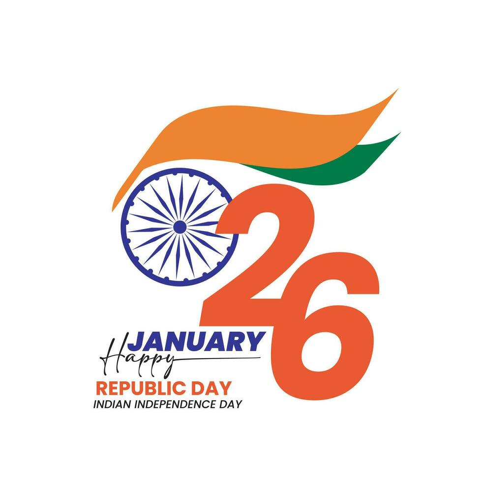 Happy Republic Day India. 26 January.Indian Republic Day Celebration Greeting Card with Text vector design
