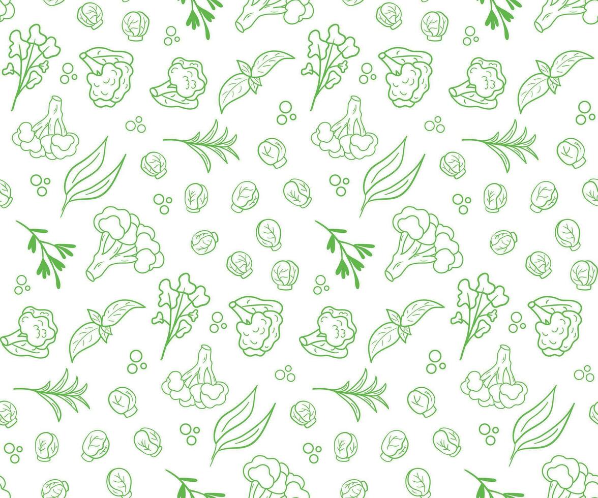seamless pattern green Cabbage vector illustration. Design for kale day, healthy food, health day, recipes. Green and white background cartoon assorted cabbage for cover, book decoration, web element.