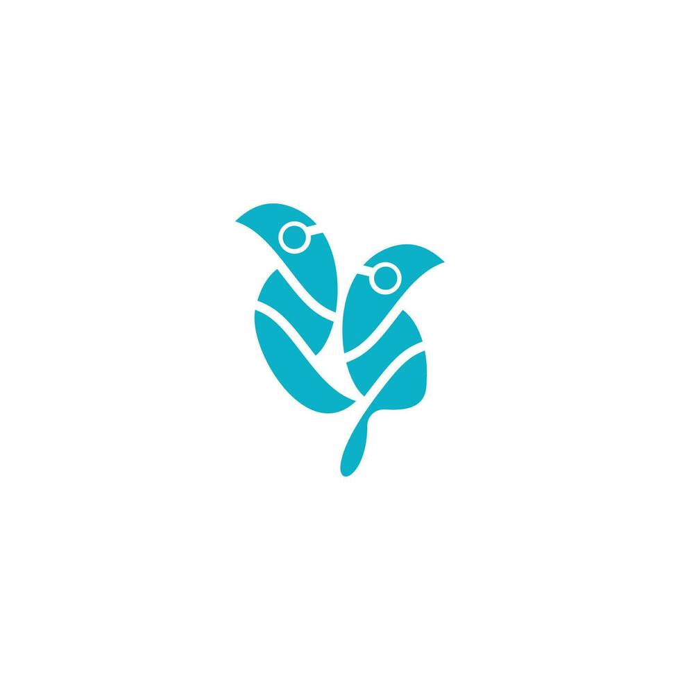 Minimalist two bird heads abstract vector logo design