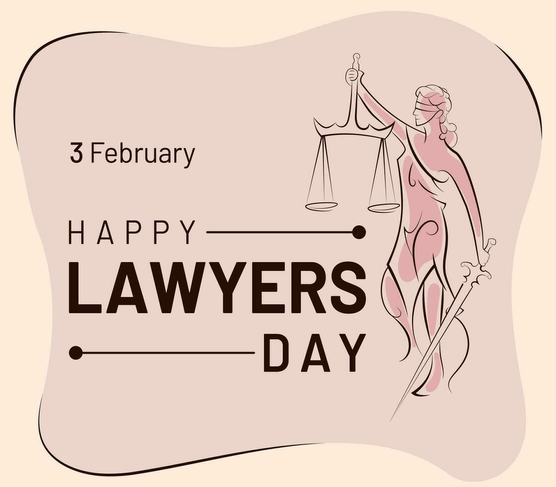 happy lawyer's day, vector illustration with lady of justice