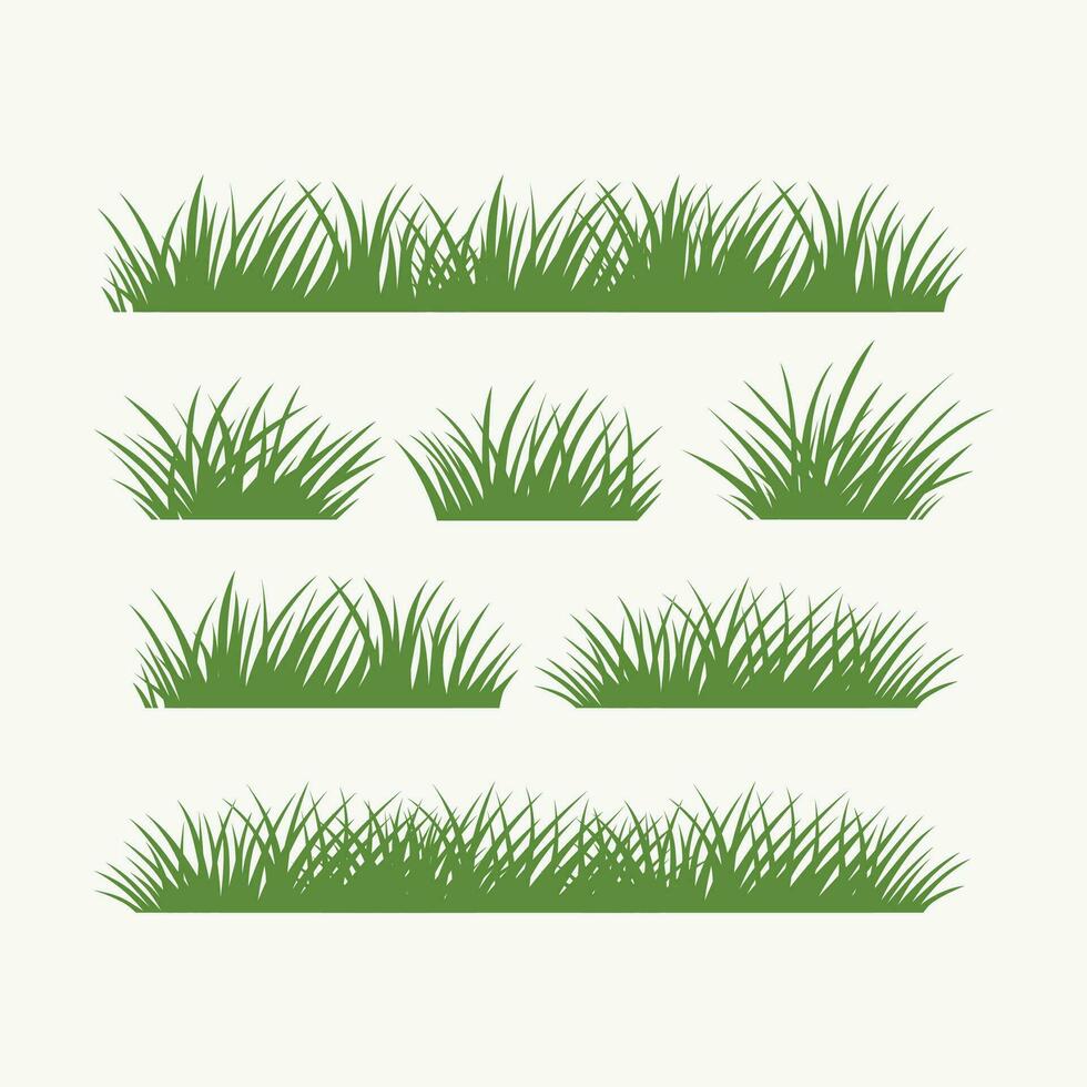 Vector green grass borders set on white background vector