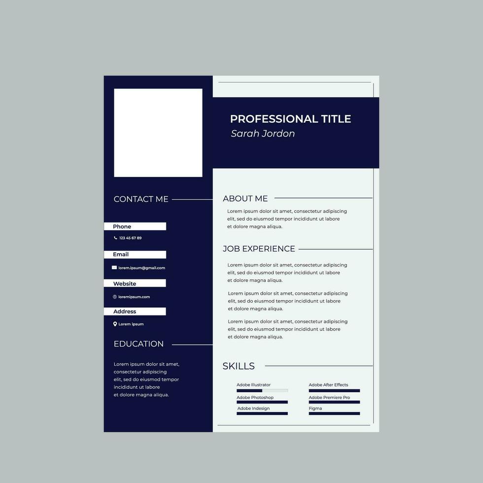 CV resume template - blue design sample vector