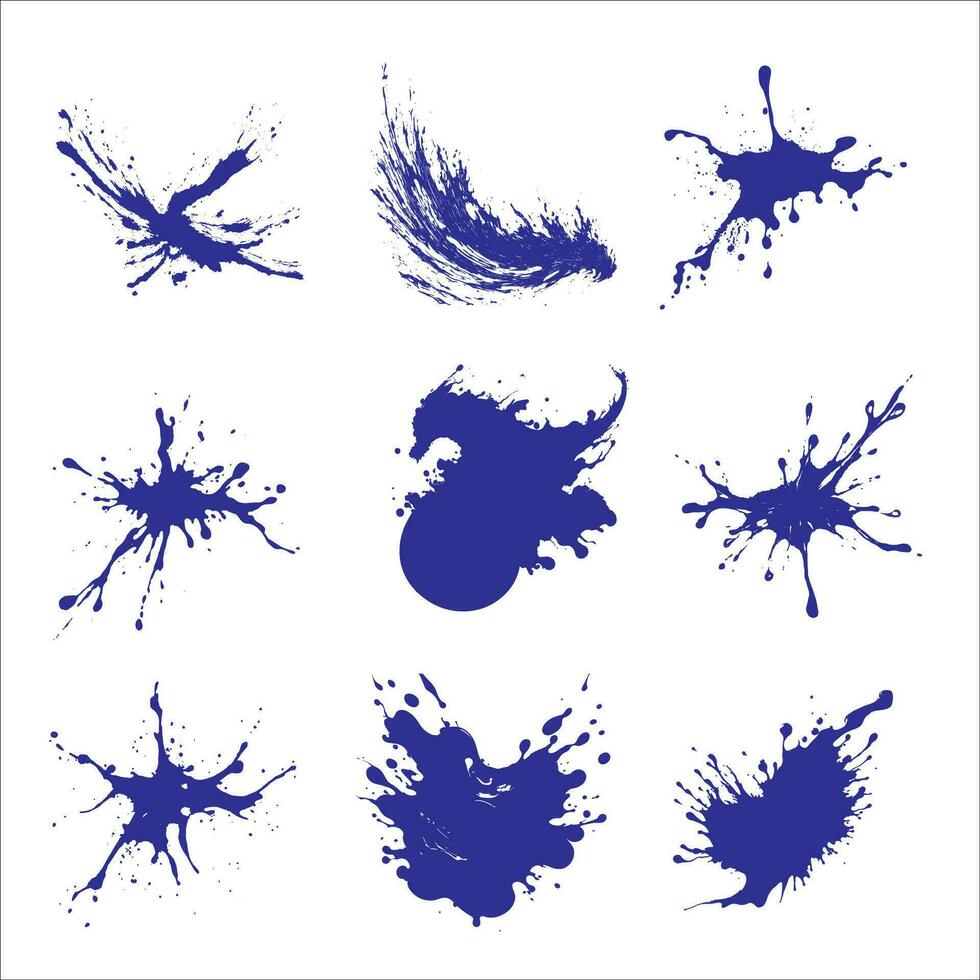 Vector paint blots set. Paint splatter pattern.