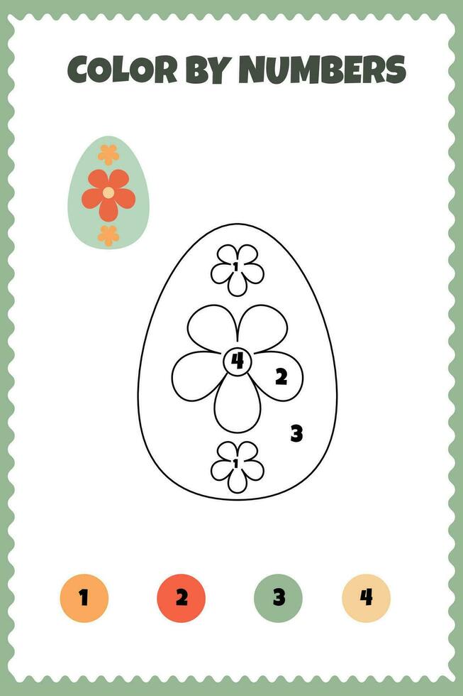 Vector template for coloring by numbers with Easter egg