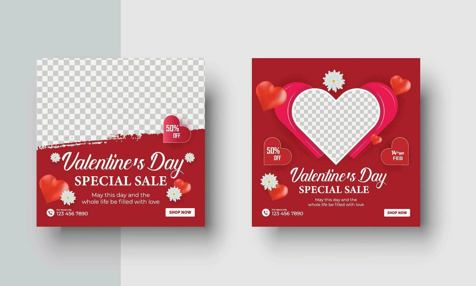 Valentine's day sale social media post banner design vector