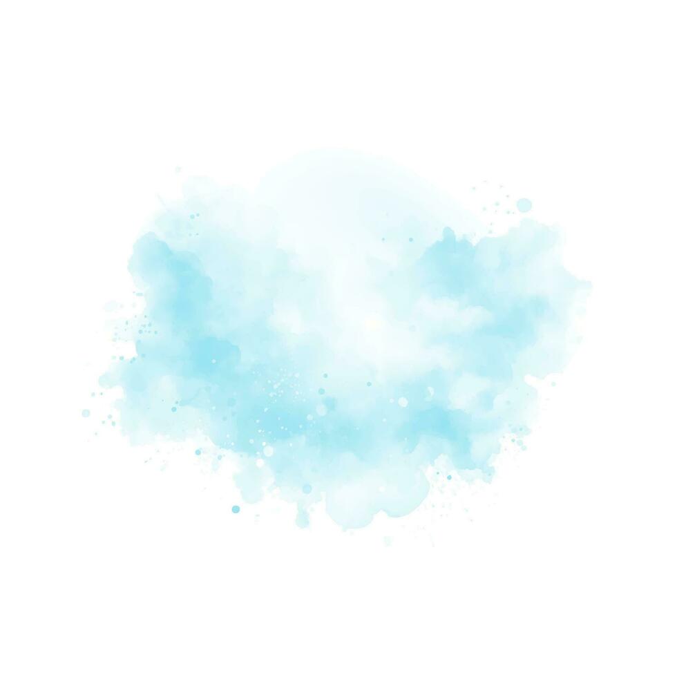 Abstract pattern with blue watercolor cloud. Cyan watercolour water brash splash texture vector