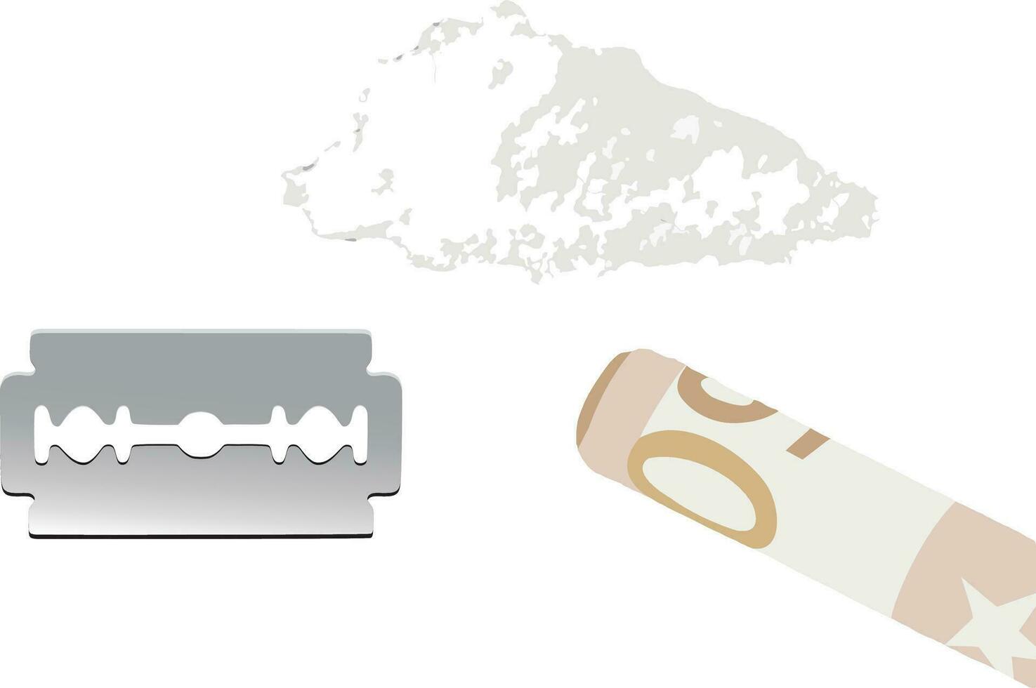 cocaine snorting kit with razor blade- vector