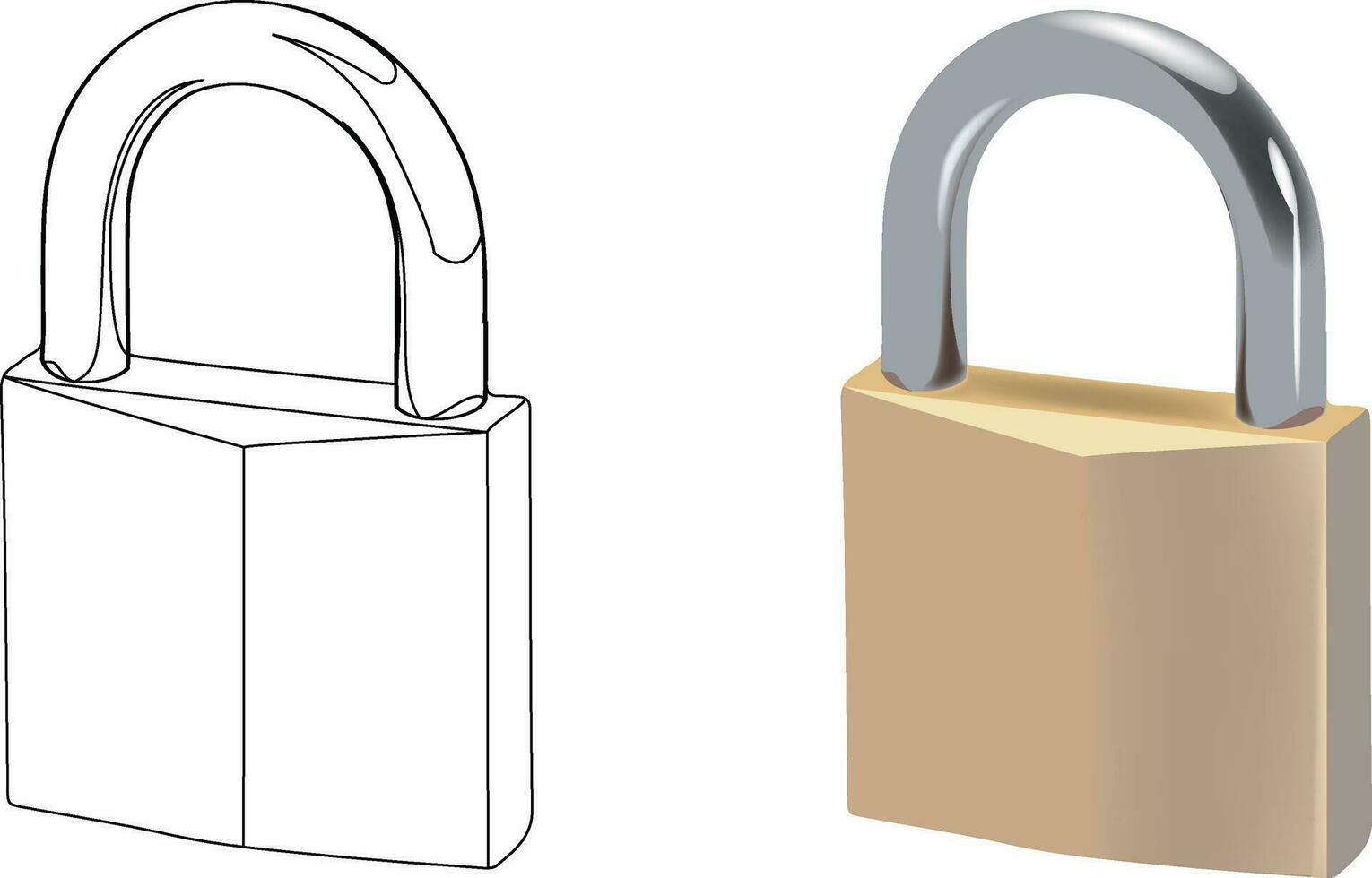 closed steel padlock for security- vector