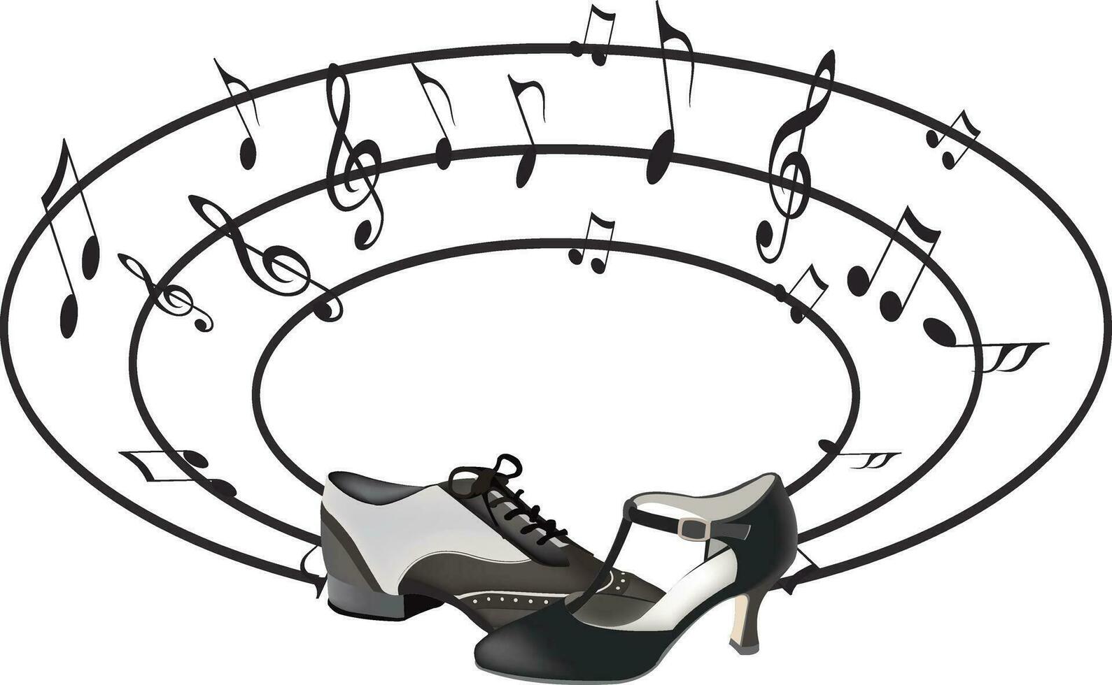 Dancers' sacrpe with musical notes- vector