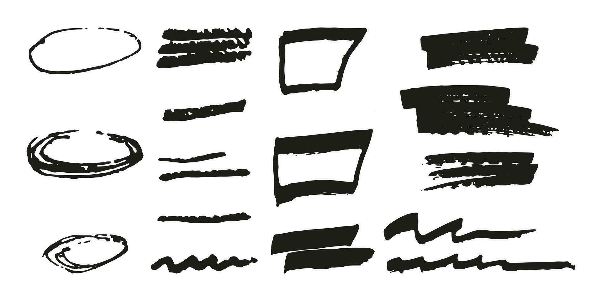 Brushes and elements for notes highlighting text. vector