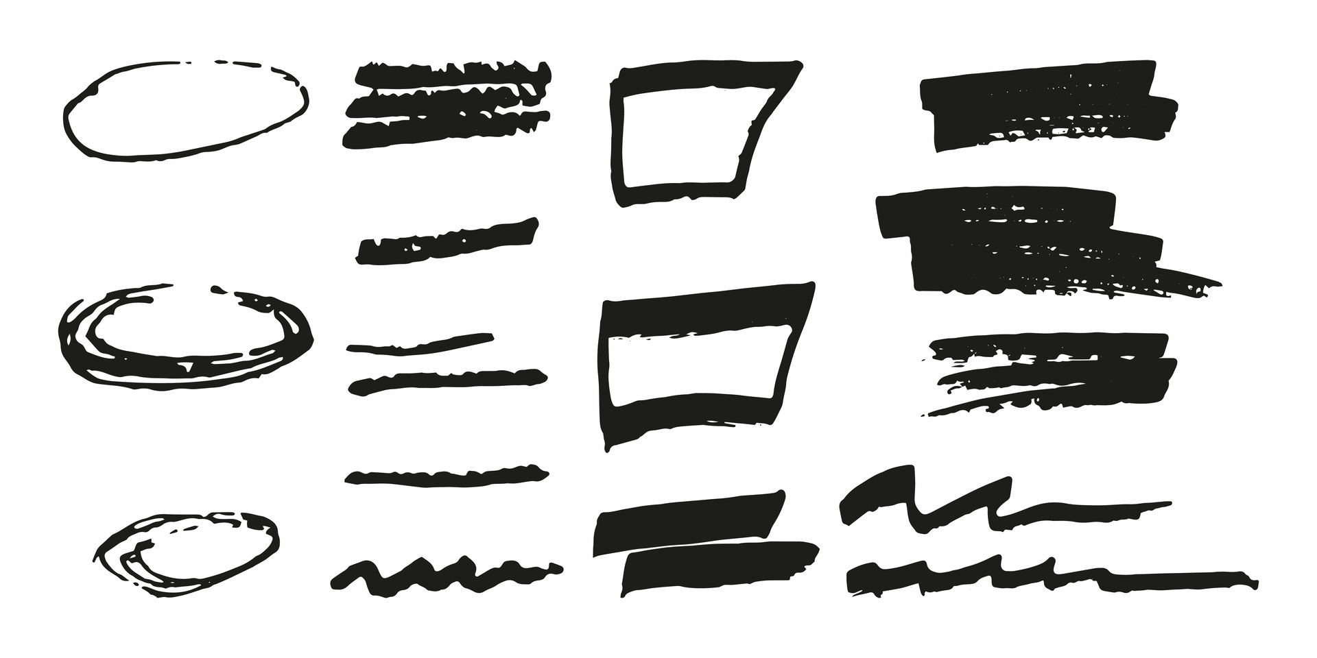 Brushes and elements for notes highlighting text. 36770997 Vector Art