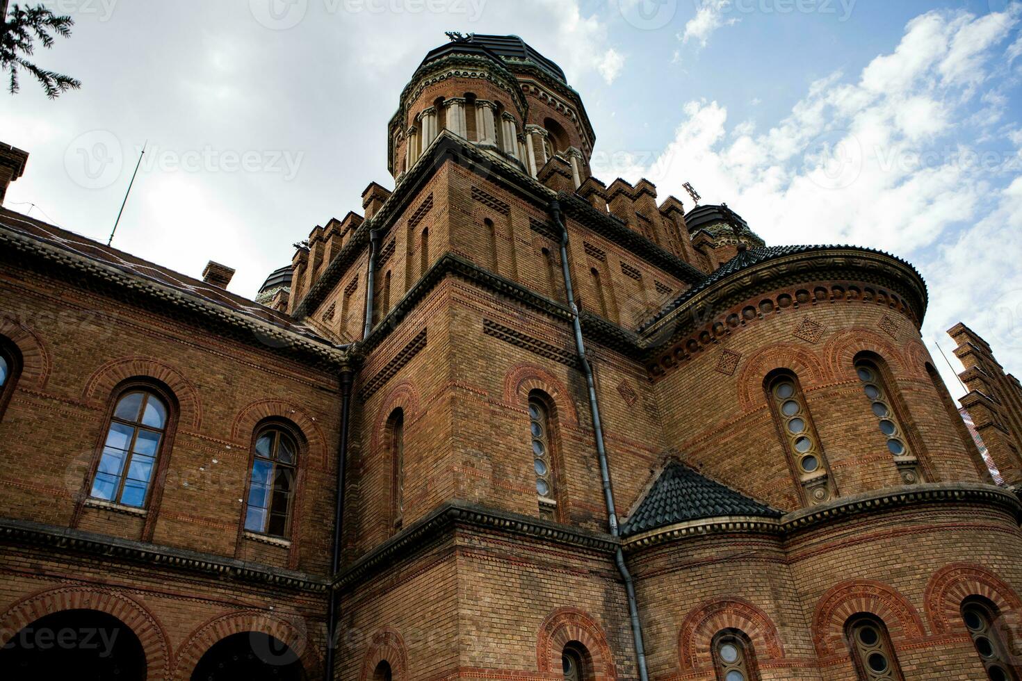 Architecture and streets of the old town. The historic architecture of Chernivtsi, Ukraine. Old city after the rain. photo