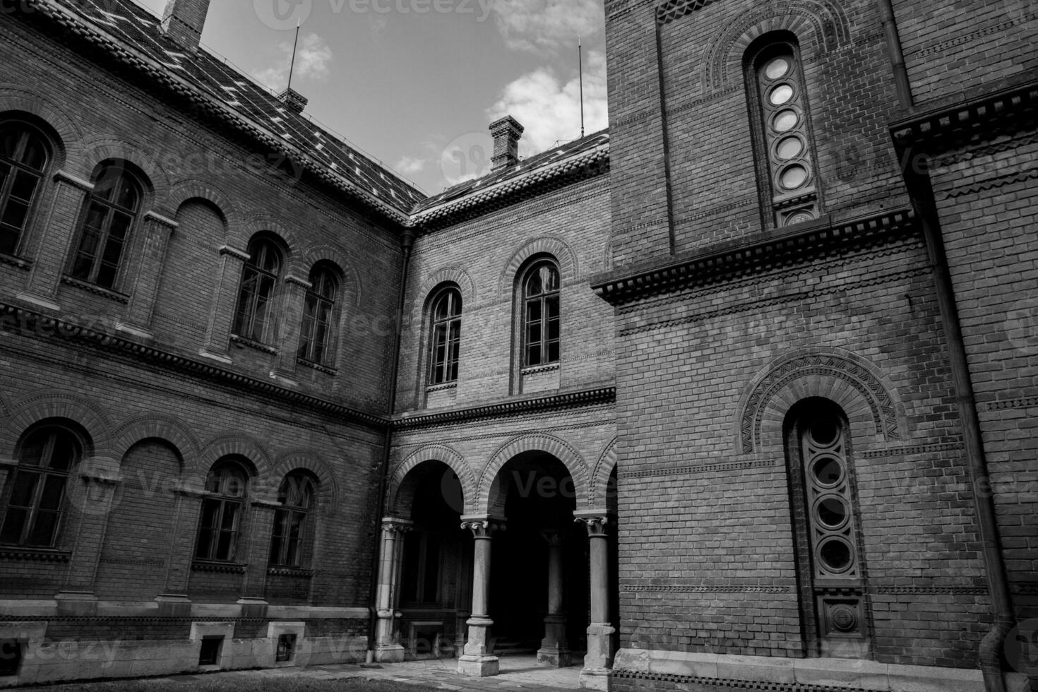 Architecture and streets of the old town. The historic architecture of Chernivtsi, Ukraine. Old city after the rain. photo
