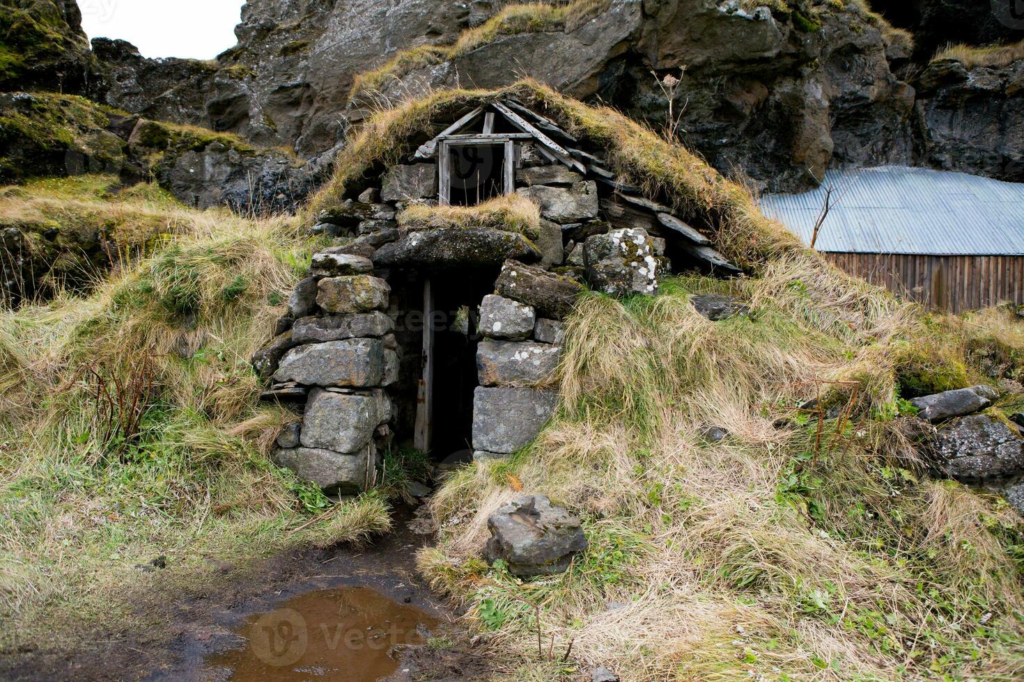 Picturesque landscape with green nature in Iceland photo