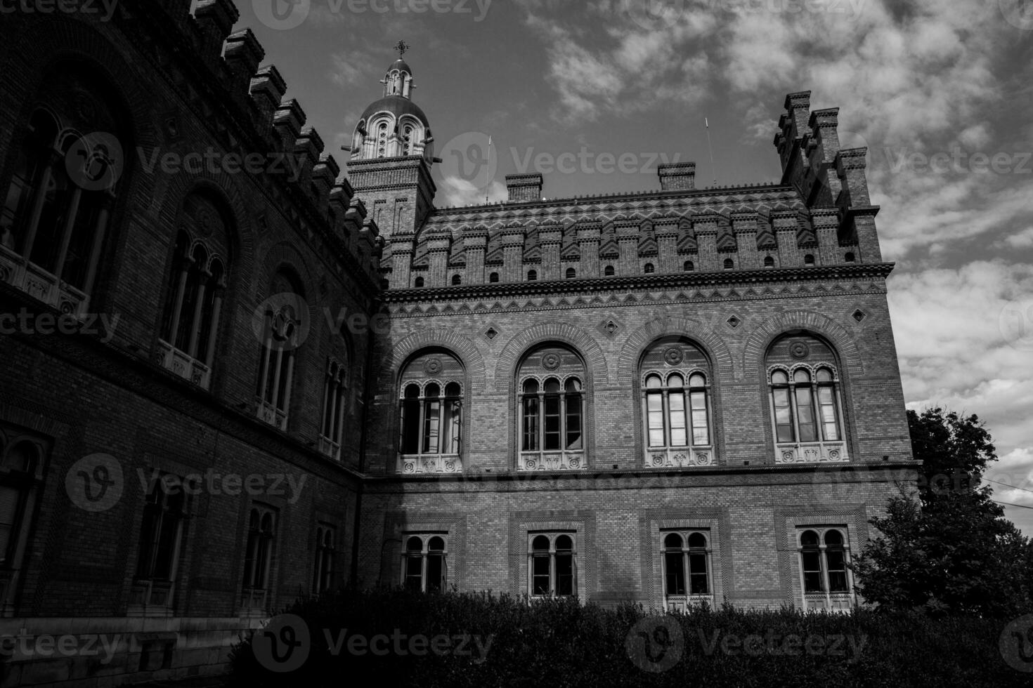 Architecture and streets of the old town. The historic architecture of Chernivtsi, Ukraine. Old city after the rain. photo