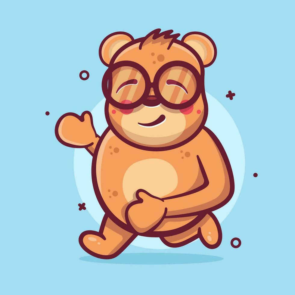funny bear animal character mascot running isolated cartoon in flat style design vector