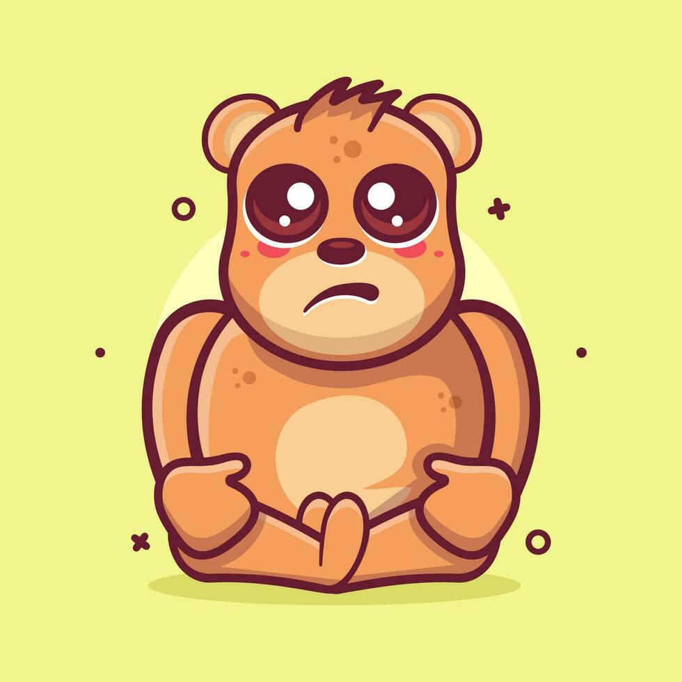 kawaii oso animal personaje mascota con triste expresión aislado dibujos animados en plano estilo diseño vector