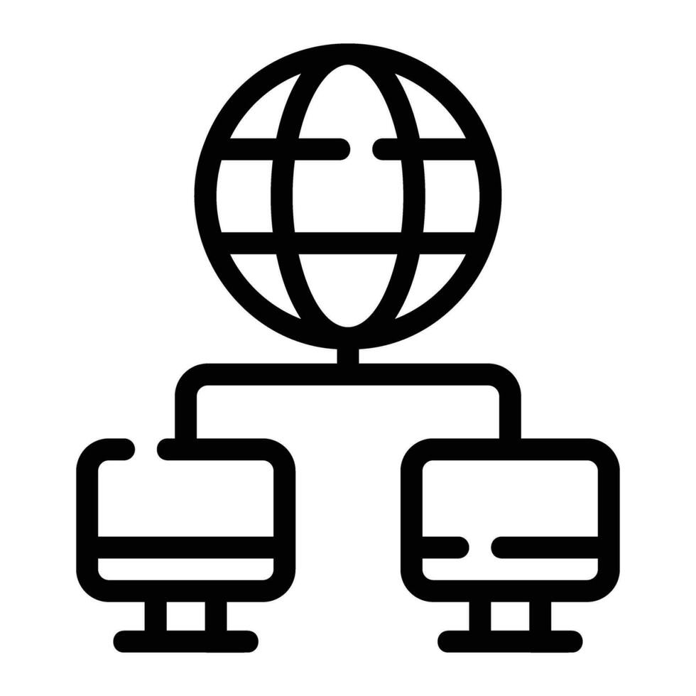 global network Line Icon Background White vector