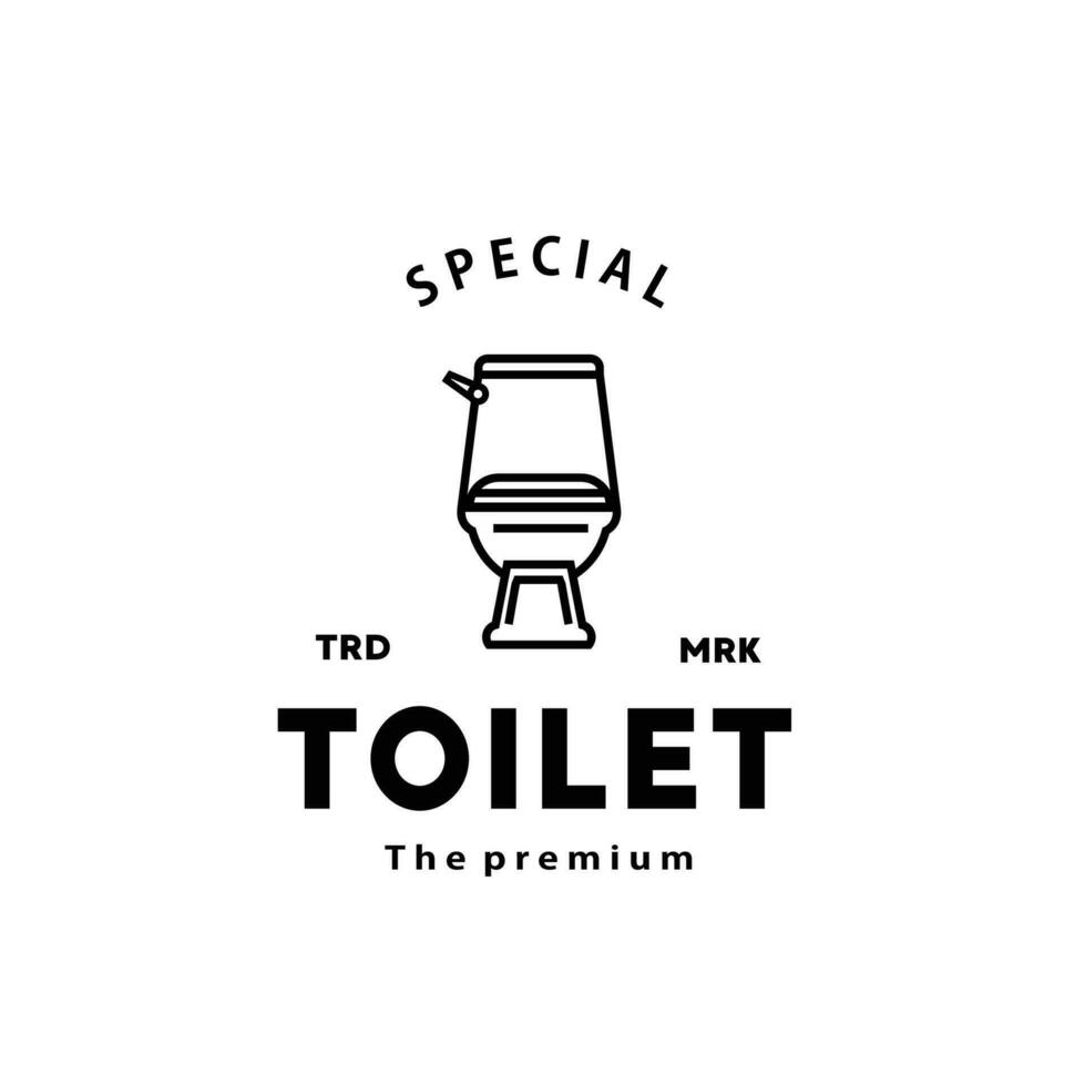 Toilet line hipster logo bowl sanitaryware vector bathroom. Bidet toilet line icon interior