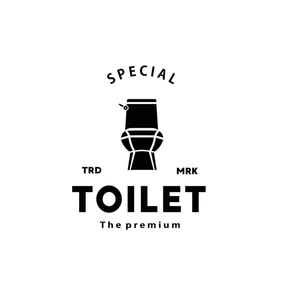 Toilet hipster silhouette logo bowl sanitaryware vector bathroom. Bidet toilet line icon interior