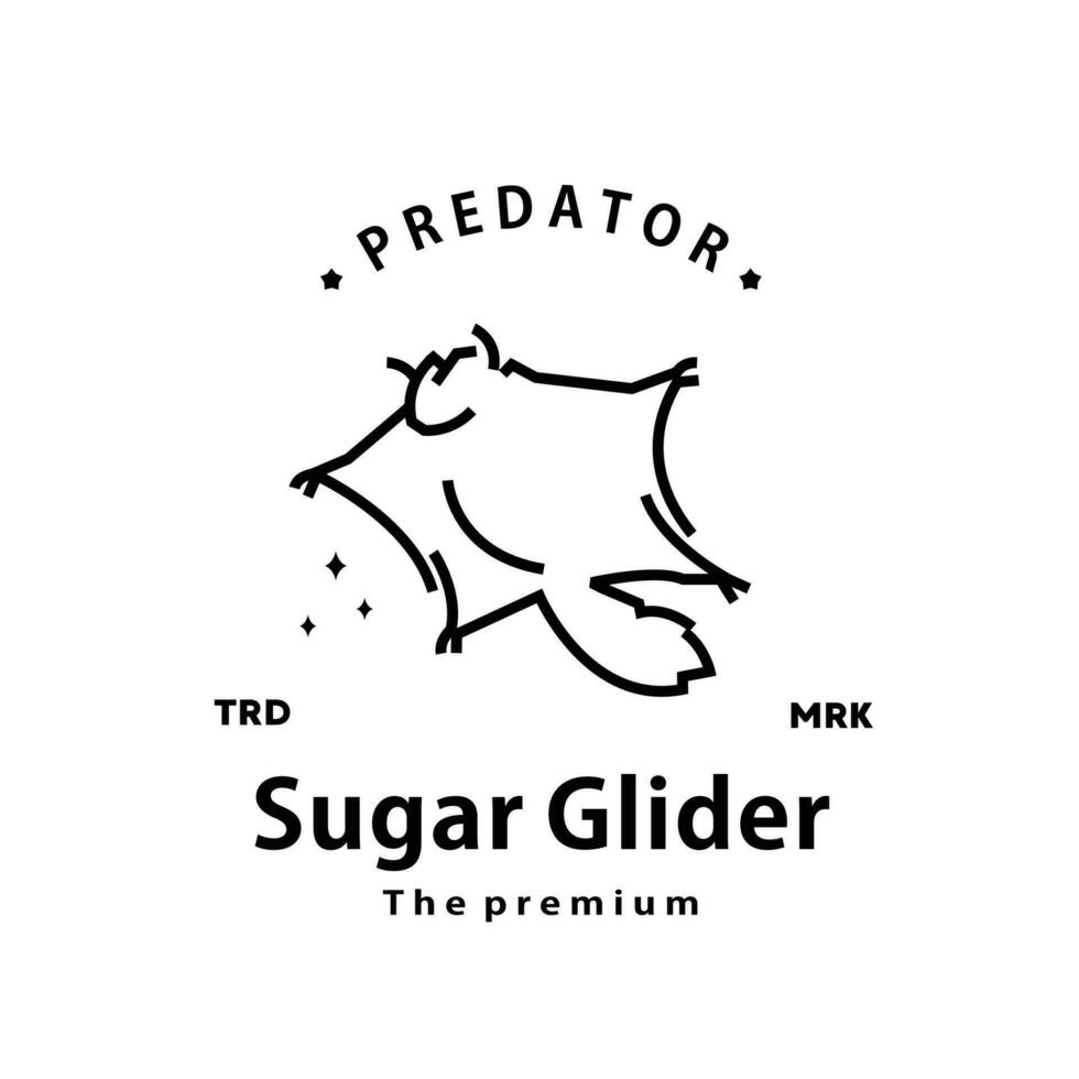 vintage retro hipster sugar glider logo vector outline monoline art icon