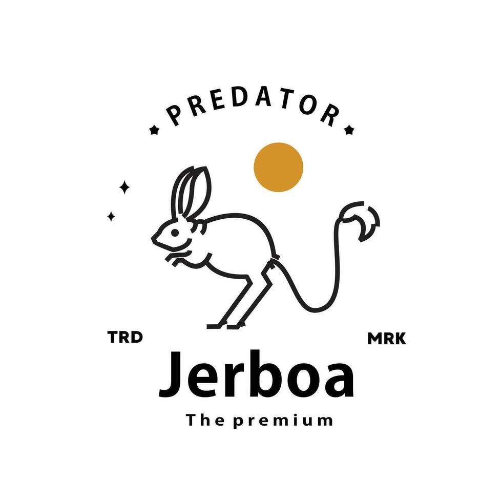 vintage retro hipster jerboa logo vector outline monoline art icon