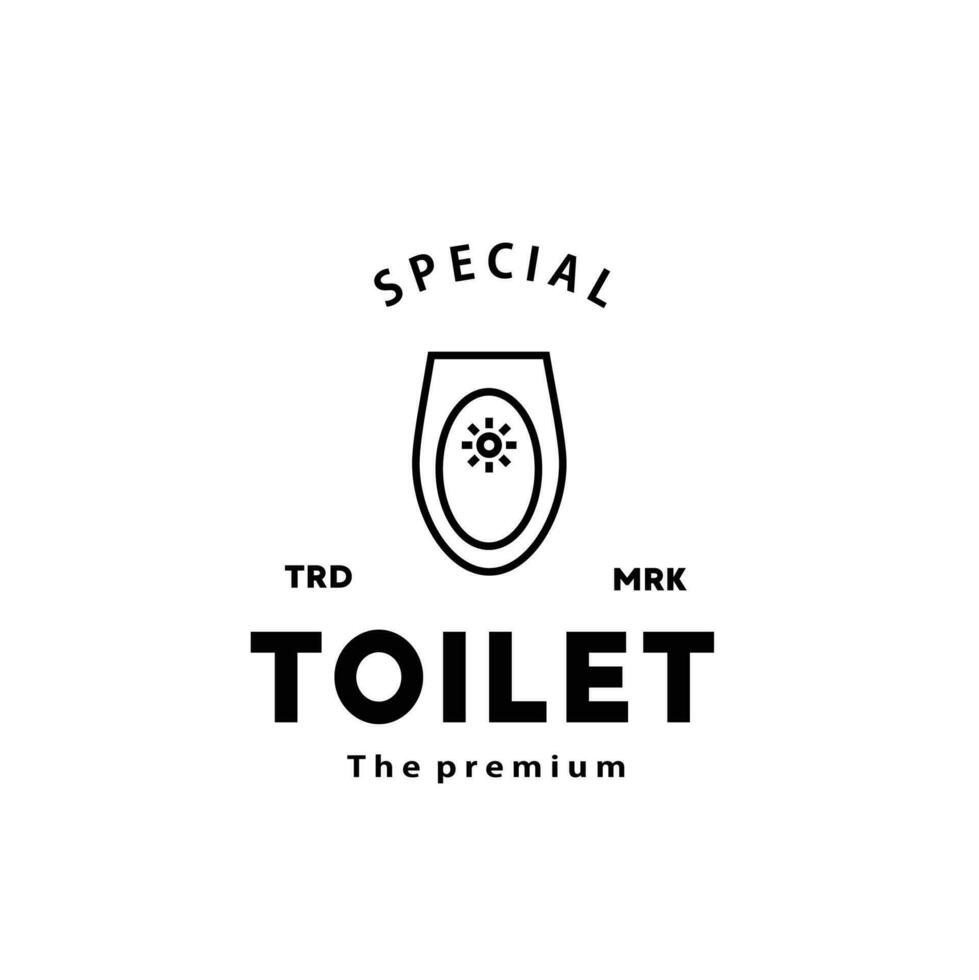 Toilet line hipster logo bowl sanitaryware vector bathroom. Bidet toilet line icon interior top view