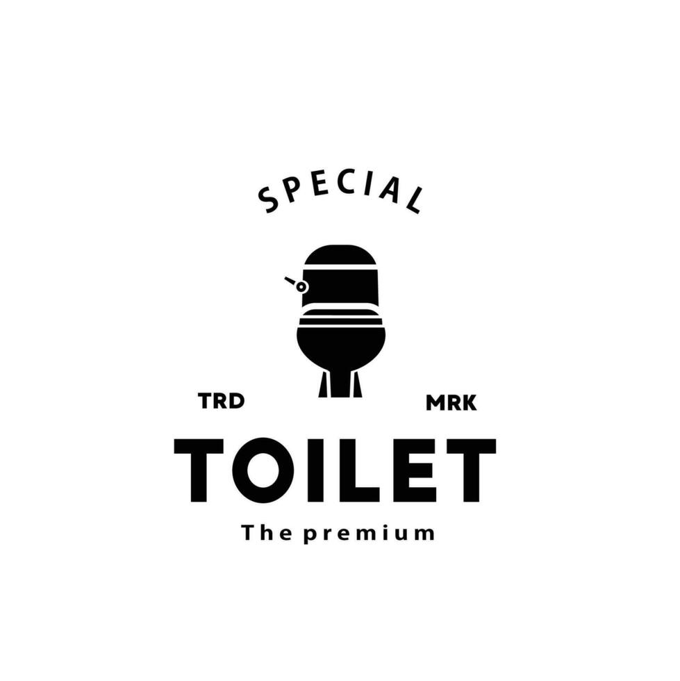 Toilet hipster silhouette logo bowl sanitaryware vector bathroom. Bidet toilet line icon interior