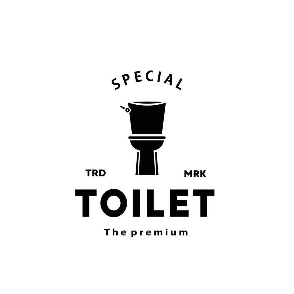 Toilet hipster silhouette logo bowl sanitaryware vector bathroom. Bidet toilet line icon interior