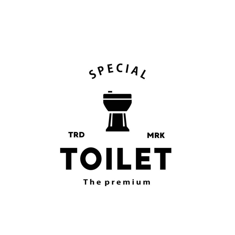 Toilet hipster silhouette logo bowl sanitaryware vector bathroom. Bidet toilet line icon interior