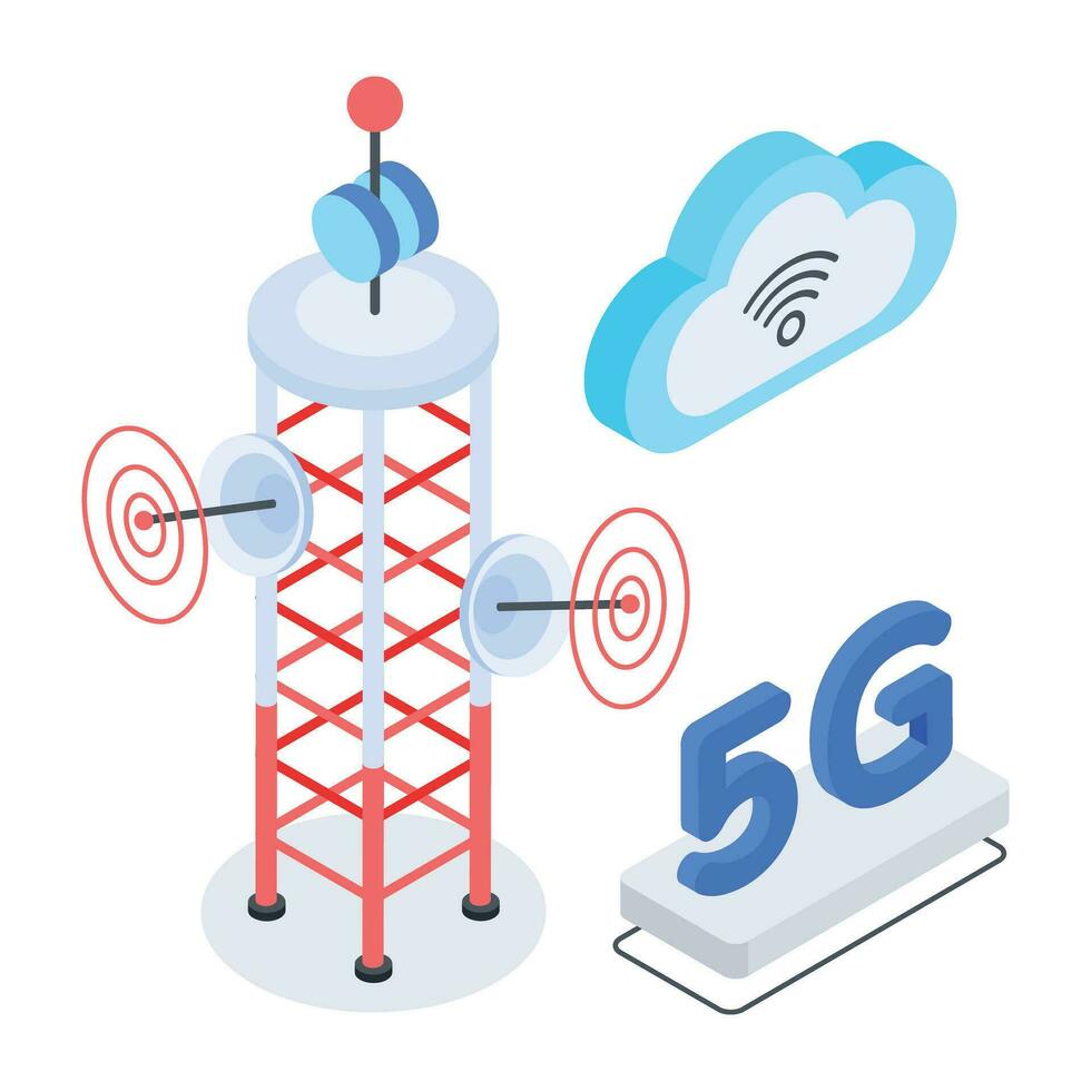 Set of Wireless Network Isometric Icons vector