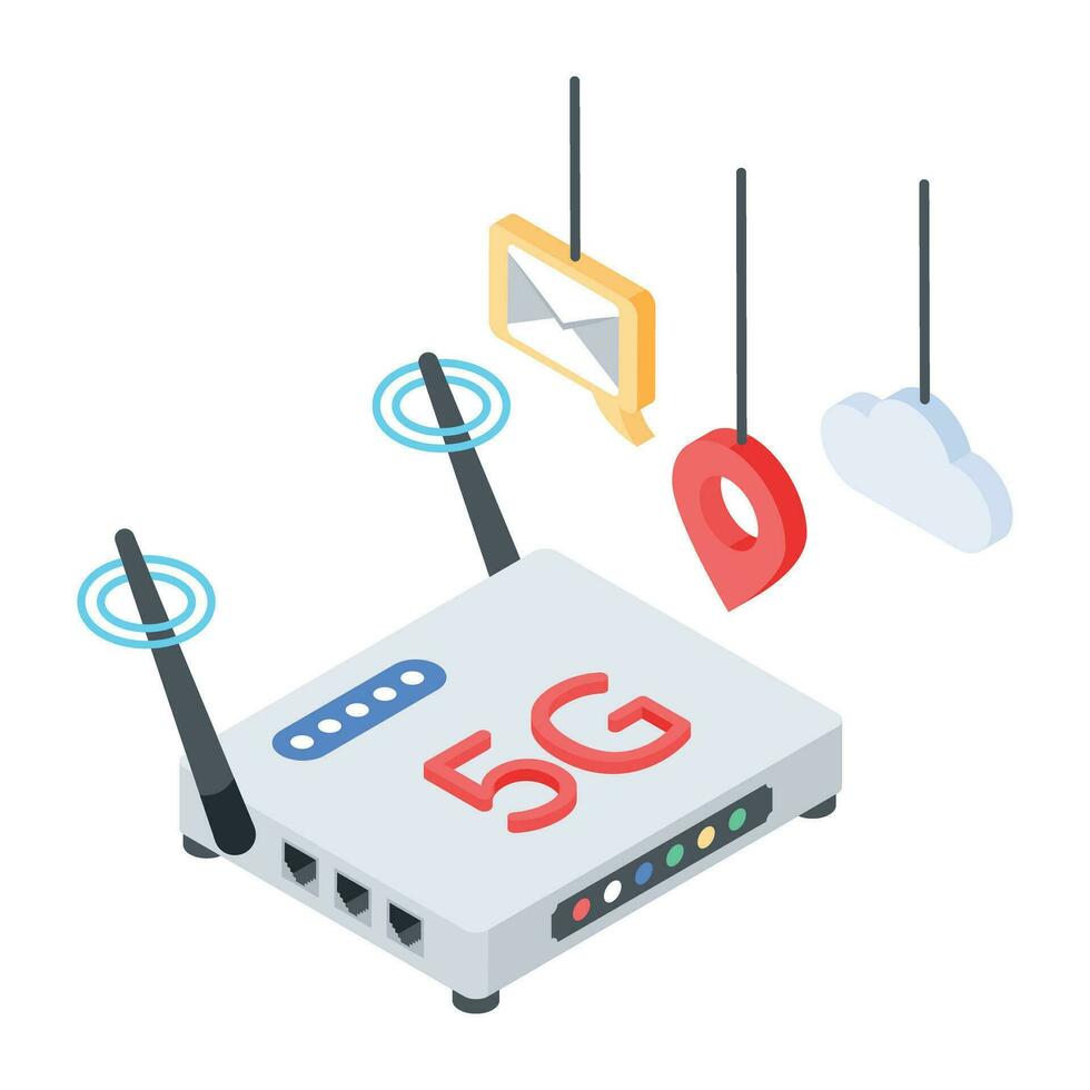 Wireless Technology Isometric Icon vector