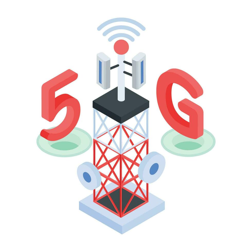 Set of Wireless Network Isometric Icons vector