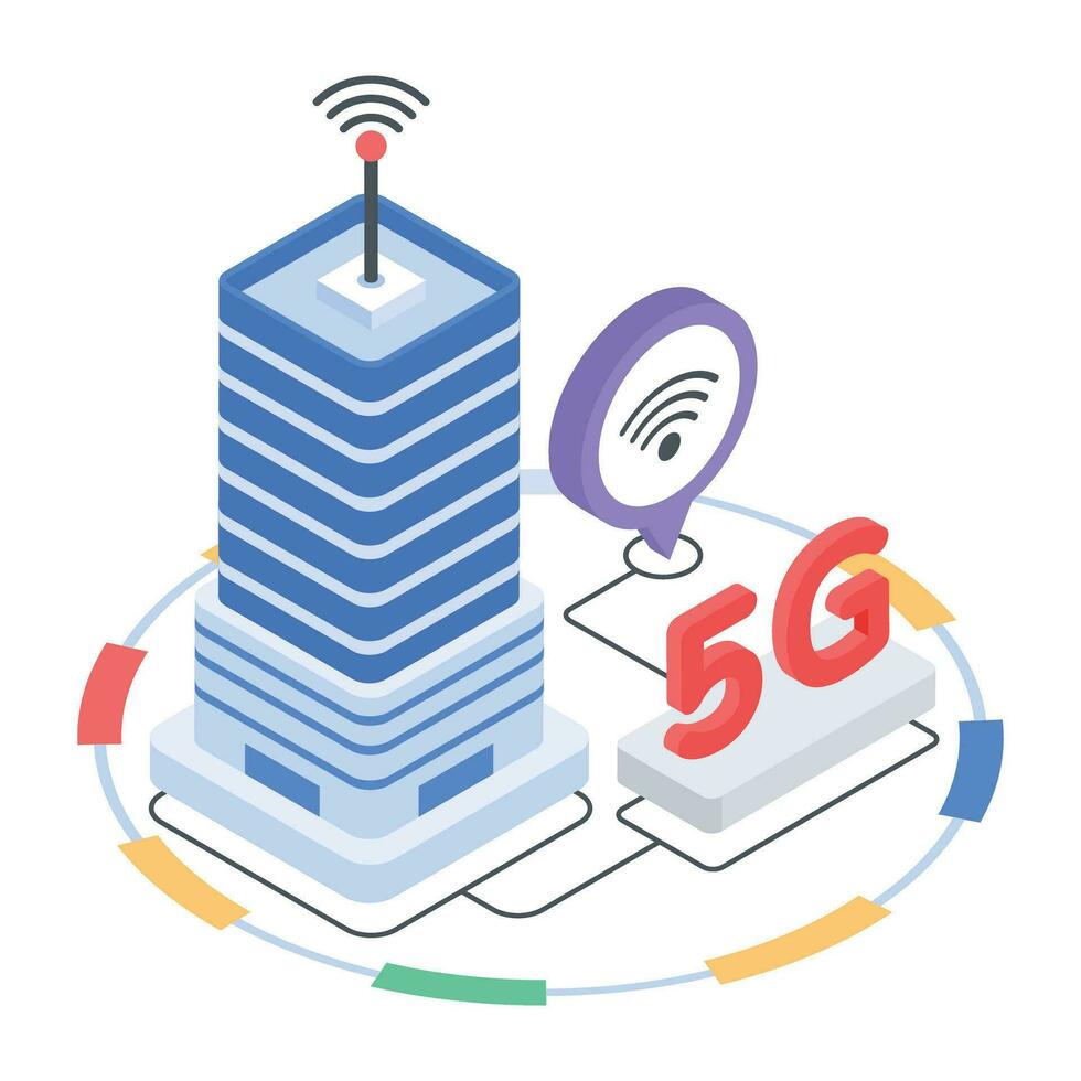 5G Technology Isometric Icon vector