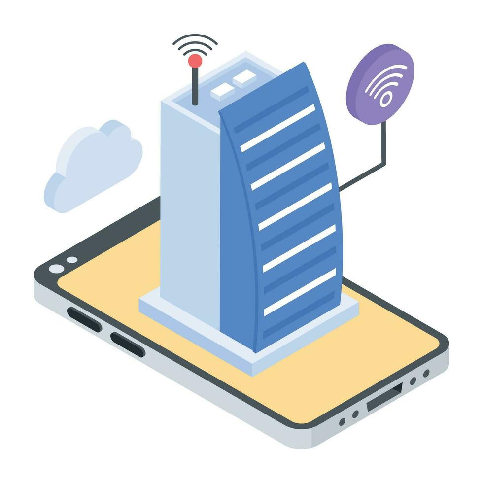 Set of Wireless Network Isometric Icons vector