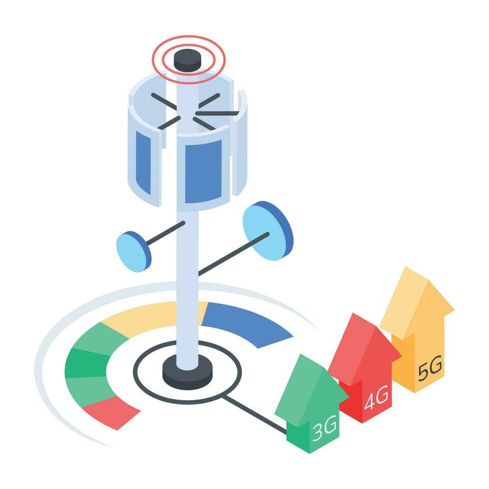 Set of Wireless Network Isometric Icons vector